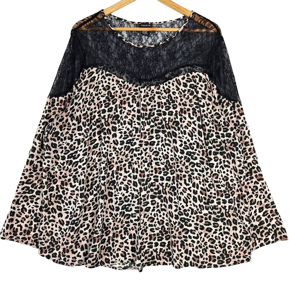Torrid Top 3X Fairy Grunge Animal Leopard Cheetah Floral Sheer Lace Whimsygoth